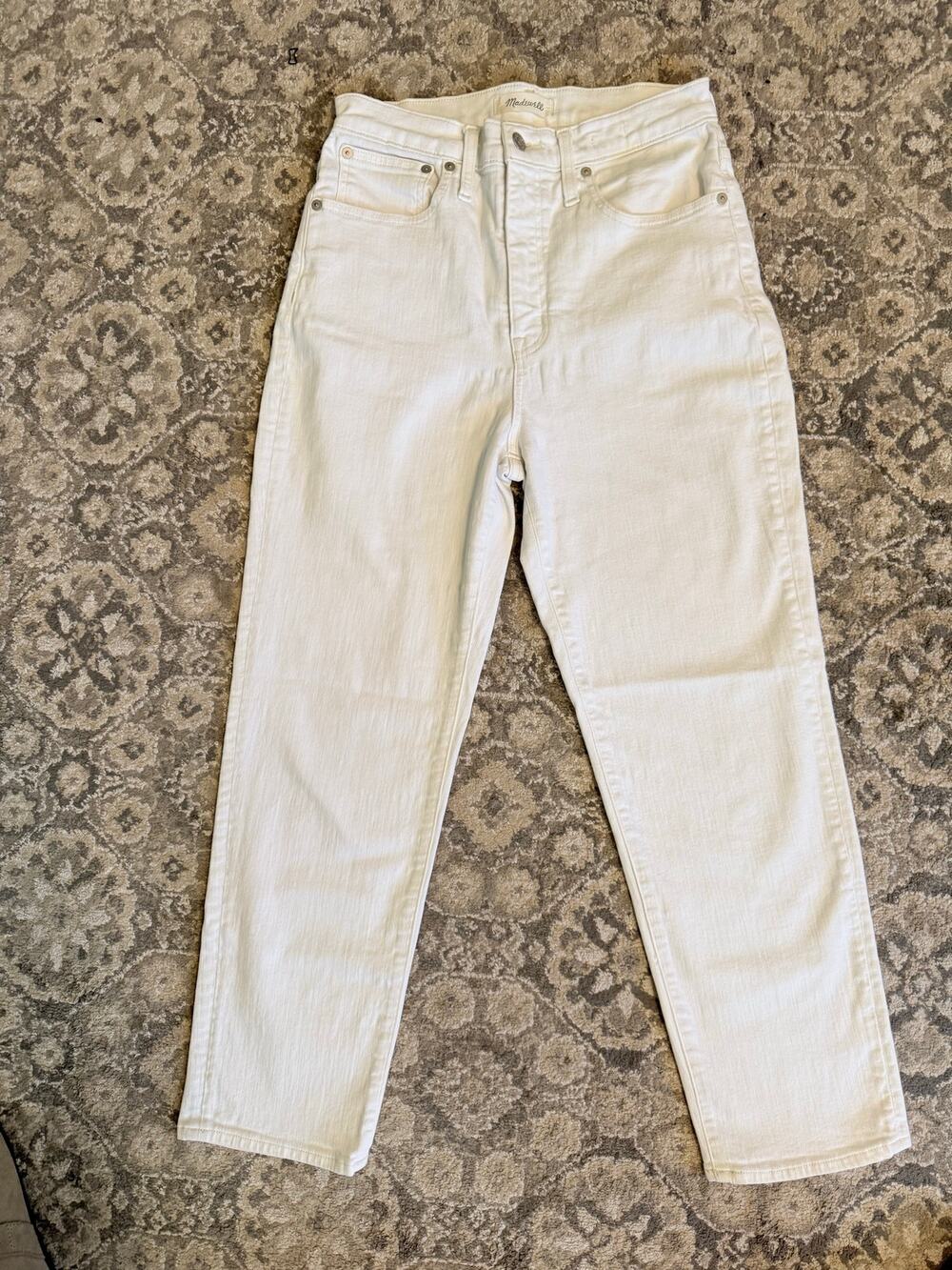 Madewell Classic Straight Jeans Womens 27 Cream Off White High Rise Cropped